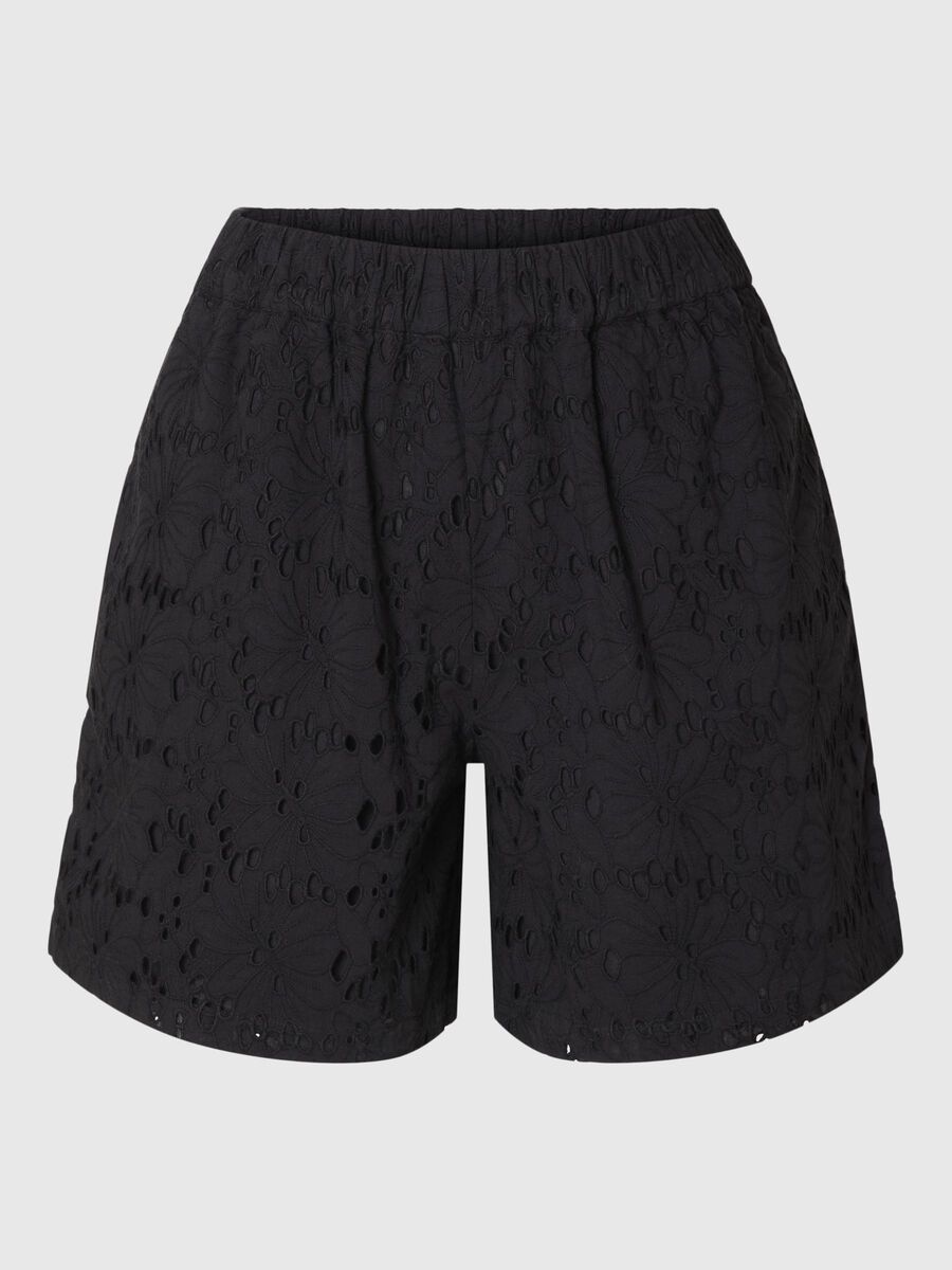 Selected BRODERIE ANGLAISE SHORTS, Black, highres - 16095103_Black_001.jpg