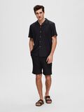 Selected RIBBED CUBAN COLLAR SHORT SLEEVED SHIRT, Black, highres - 16090778_Black_005.jpg