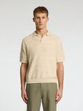 Selected GESTRUCTUREERDE GEBREIDE POLO, Oatmeal, highres - 16097574_Oatmeal_003.jpg