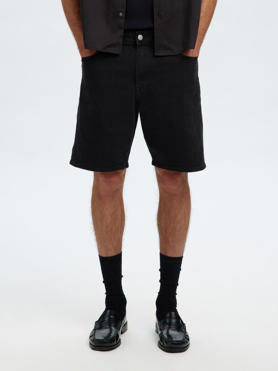 Selected REGULAR FIT JEANSSHORTS, Black Denim, highres - 16098642_BlackDenim_003.jpg