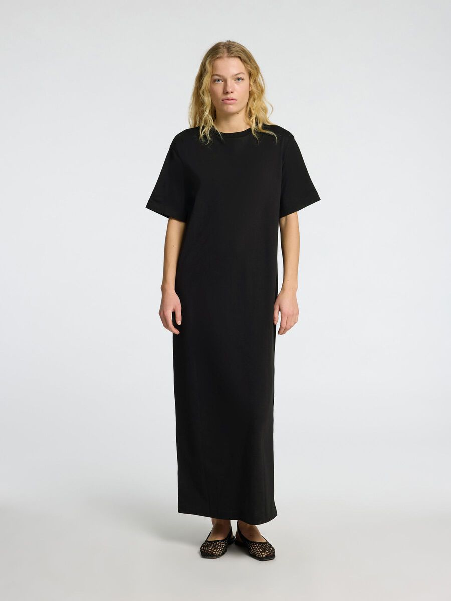 Selected MAXI SHORT SLEEVED DRESS, Black, highres - 16096501_Black_005.jpg