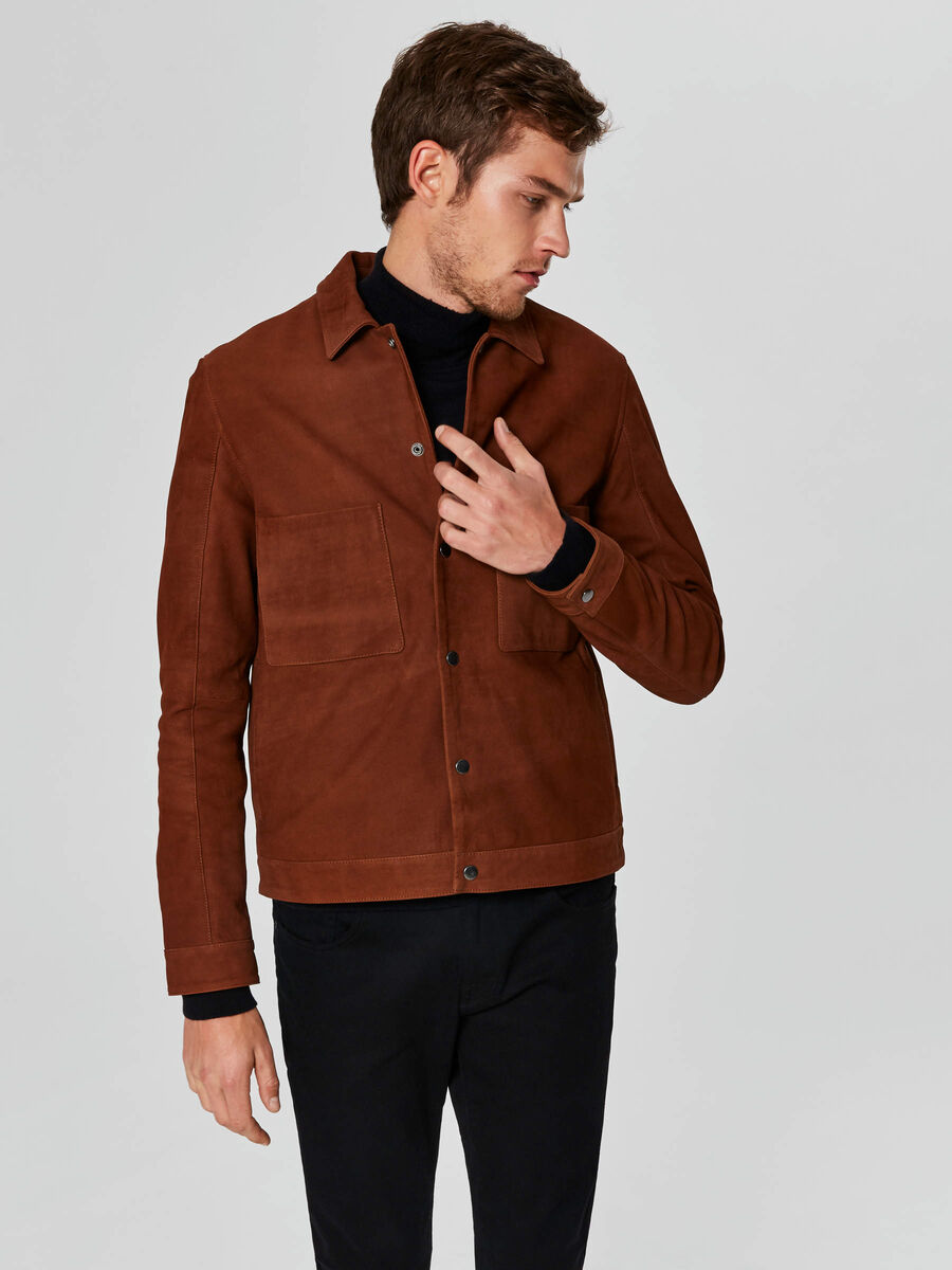 Selected NUBUCK - VESTE EN CUIR, Tobacco Brown, highres - 16065846_TobaccoBrown_003.jpg