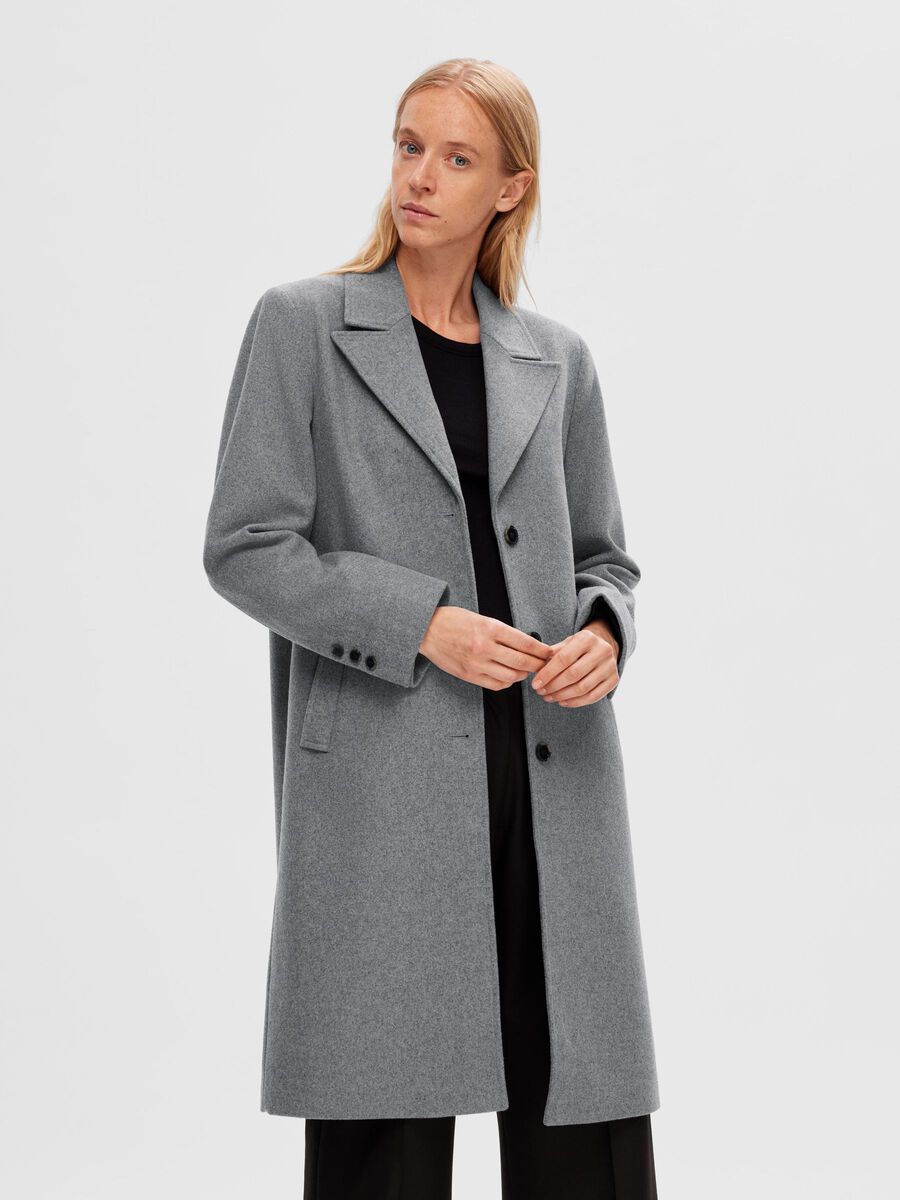 Selected SINGLE-BREASTED COAT, Light Grey Melange, highres - 16090094_LightGreyMelange_003.jpg