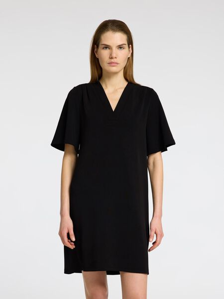 Selected KURZES KLEID MIT V-AUSSCHNITT, Black, highres - 16096374_Black_003.jpg