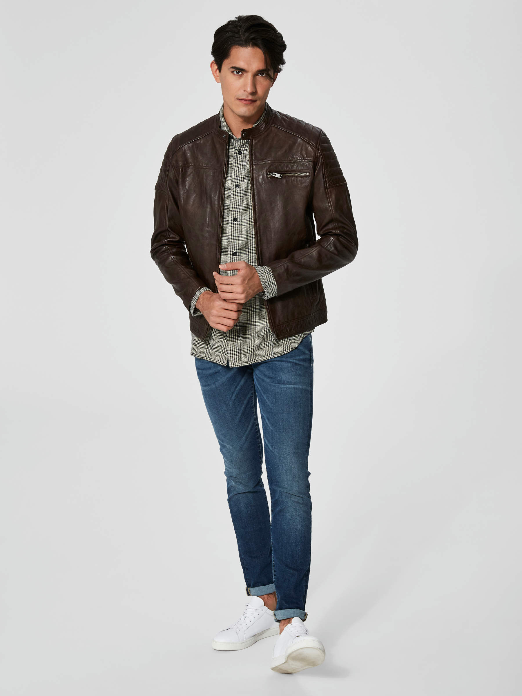 LAMB LEATHER JACKET Brown SELECTED HOMME