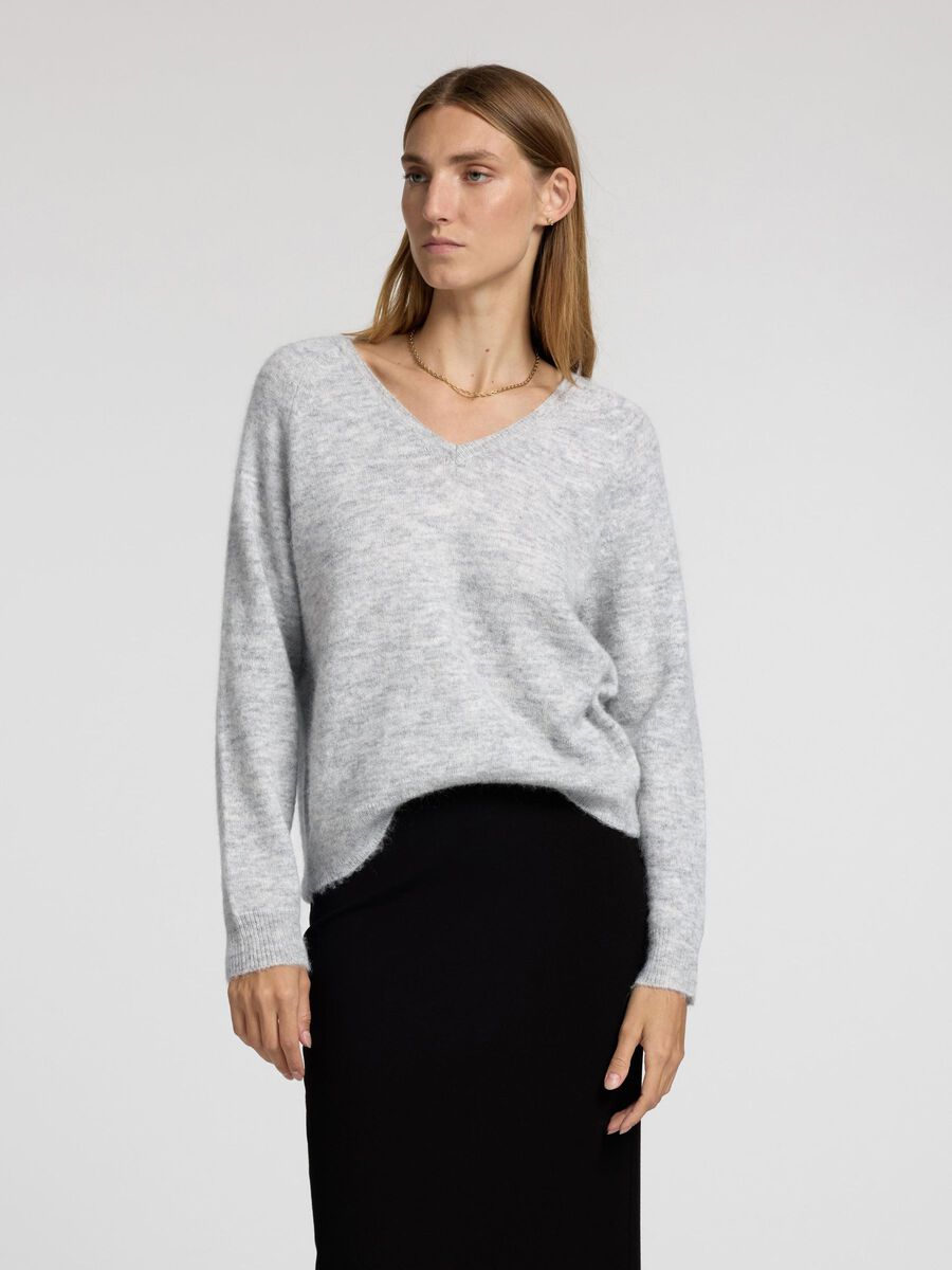 Selected WOLMIX V-HALS TRUI, Light Grey Melange, highres - 16094268_LightGreyMelange_003.jpg