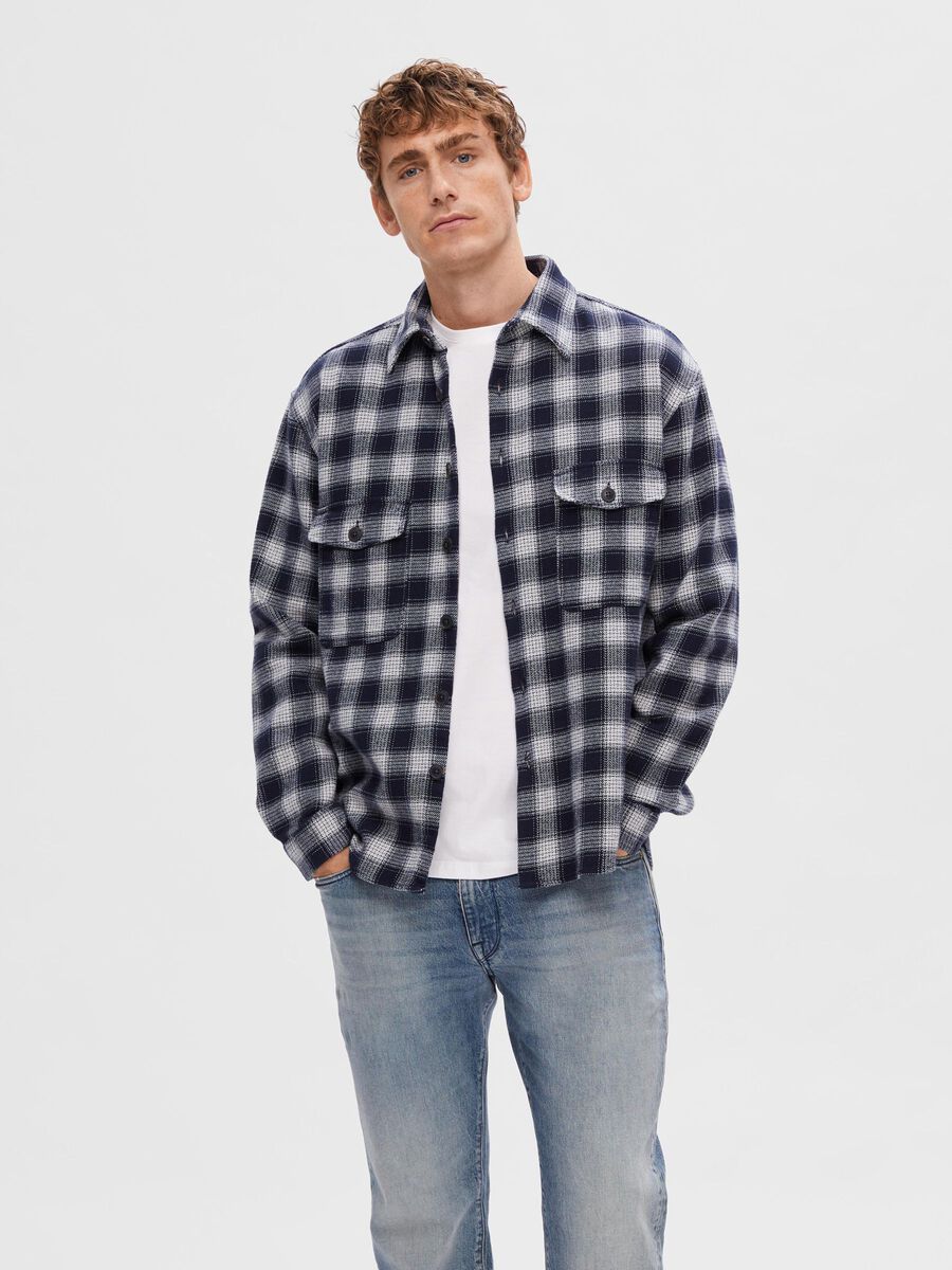 Selected FLANNEL OVERSHIRT, Dark Navy, highres - 16090168_DarkNavy_1037765_003.jpg