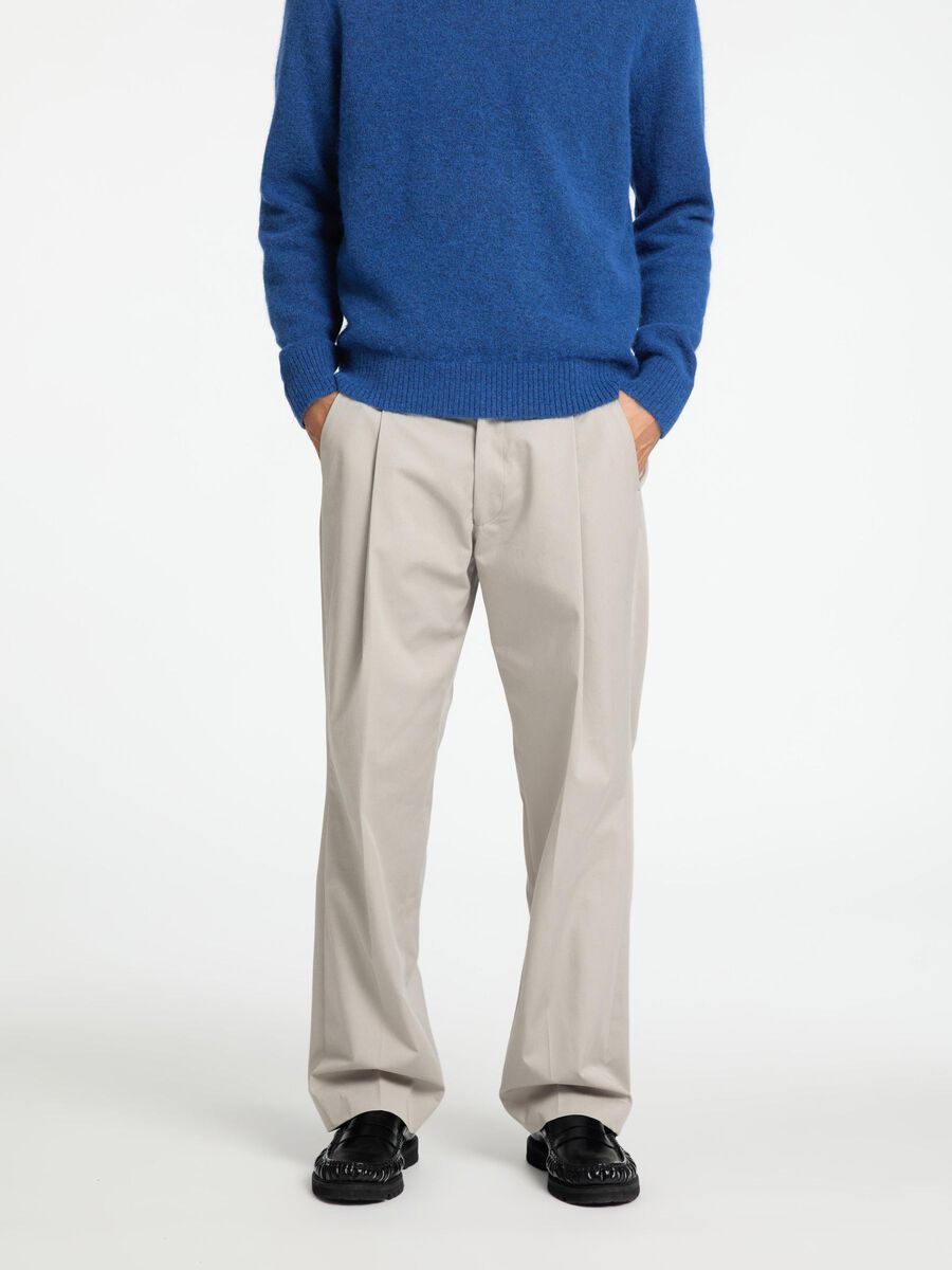 Selected WOOL BLEND PLEATED LOOSE-FIT TROUSERS, Chrome Grey, highres - 16097841_ChromeGrey_003.jpg