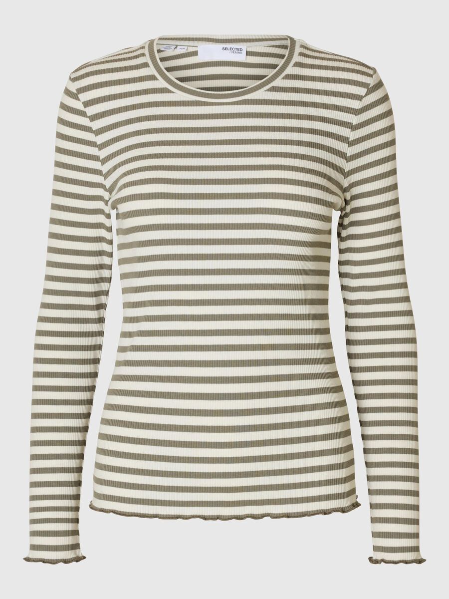 Selected STRIPED LONG-SLEEVED T-SHIRT, Vetiver, highres - 16078946_Vetiver_841417_001.jpg
