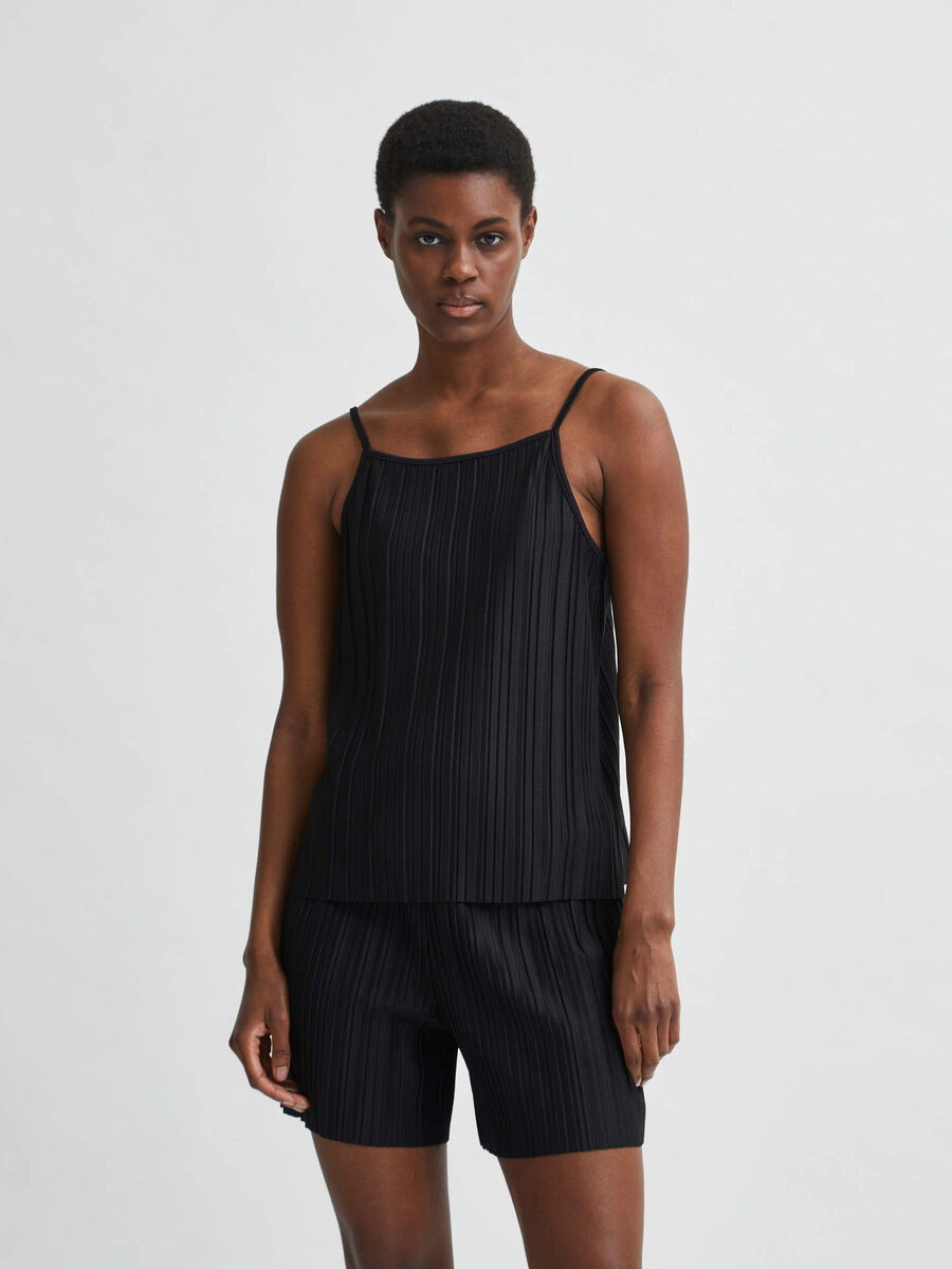 Selected PLISSE STRAP TOP, Black, highres - 16079110_Black_003.jpg