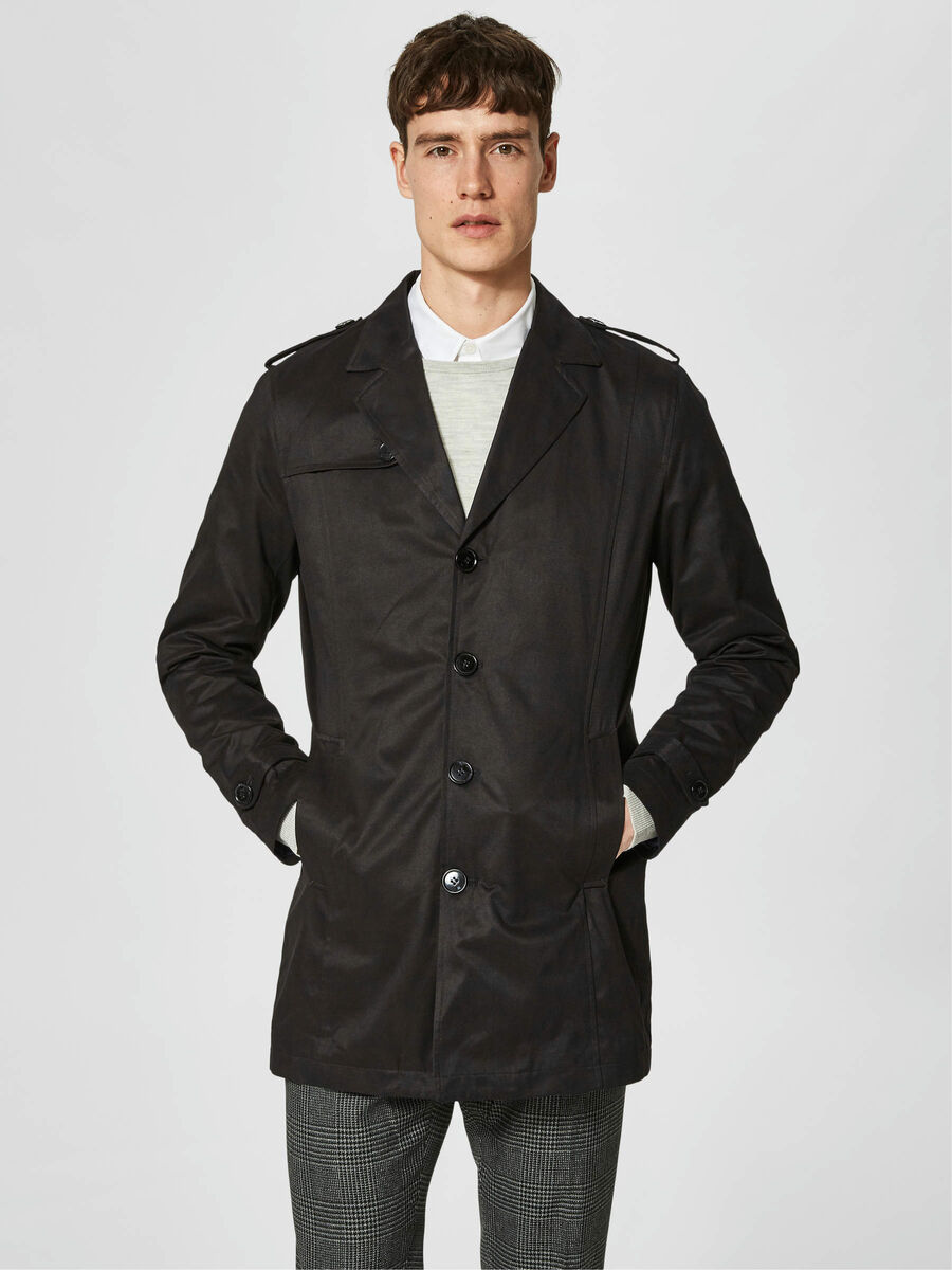 Selected REGULAR FIT - TRENCH, Black, highres - 16056628_Black_003.jpg