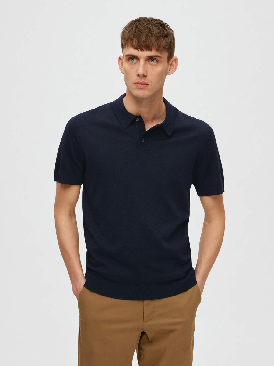 Selected KNITTED POLO SHIRT, Sky Captain, highres - 16088649_SkyCaptain_1006009_003.jpg