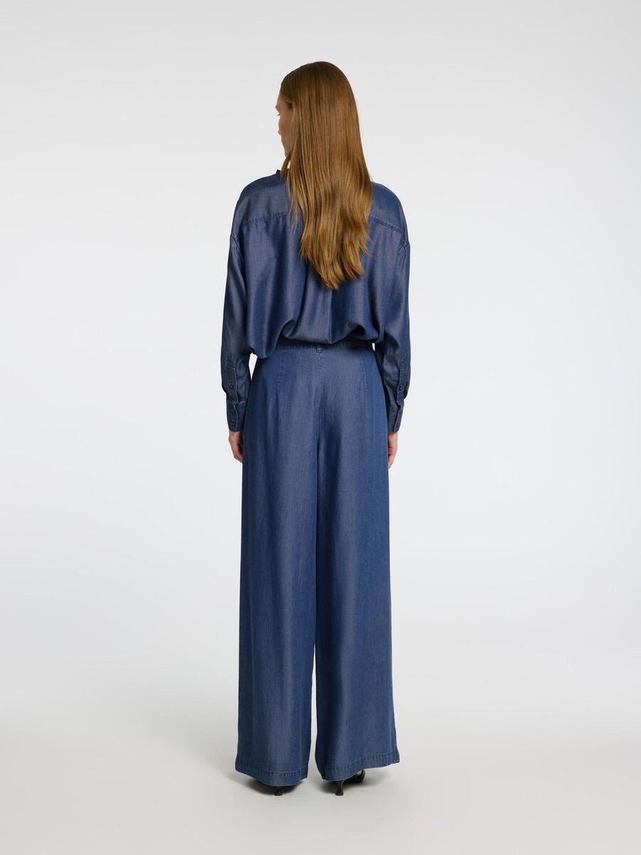 Selected CHAMBRAY WIDE-LEG TROUSERS, Dark Blue, highres - 16096939_DarkBlue_004.jpg