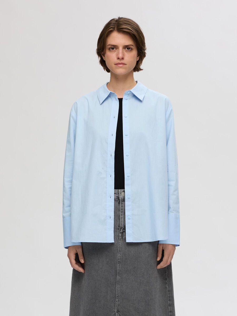 Selected 100% COTTON SHIRT, Cashmere Blue, highres - 16097361_CashmereBlue_003.jpg