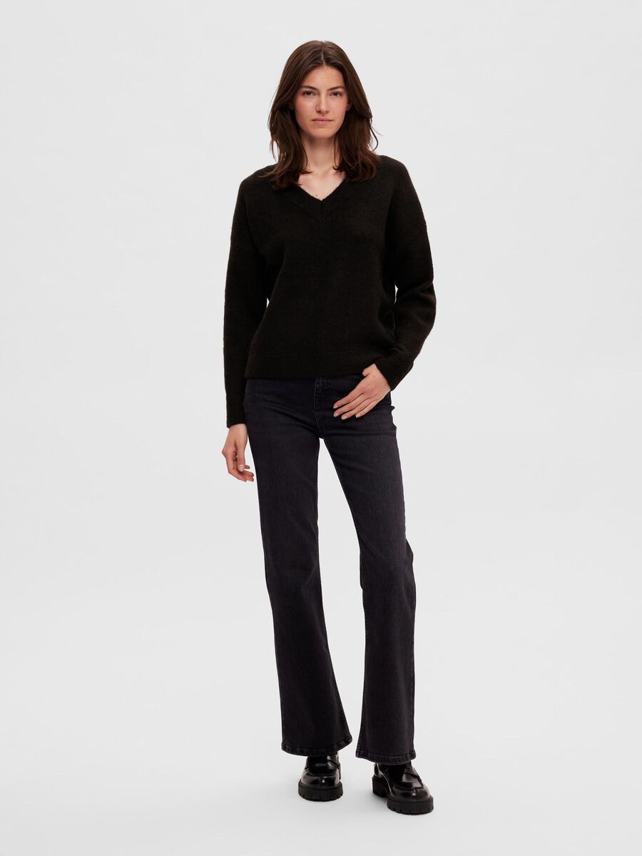 Selected WOLLGEMISCH V-AUSSCHNITT PULLOVER, Black, highres - 16090269_Black_005.jpg