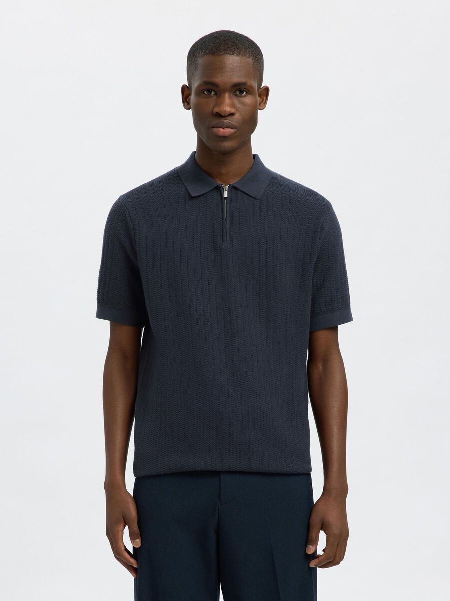 Selected ZIP UP POLO SHIRT, Sky Captain, highres - 16096388_SkyCaptain_003.jpg