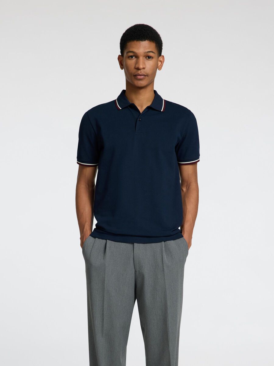 Selected SHORT SLEEVED POLO SHIRT, Dark Sapphire, highres - 16095852_DarkSapphire_003.jpg