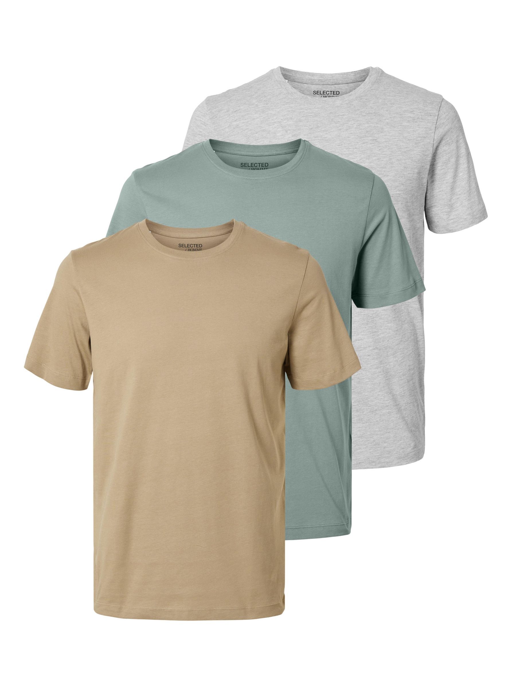 3 PACK COTTON T SHIRT Grey SELECTED HOMME