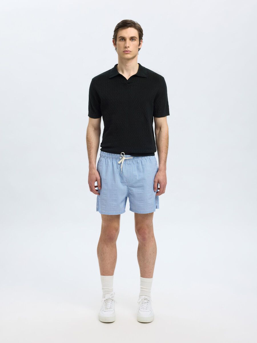 Selected CROCHET STYLE KNITTED POLO SHIRT, Black, highres - 16097572_Black_005.jpg