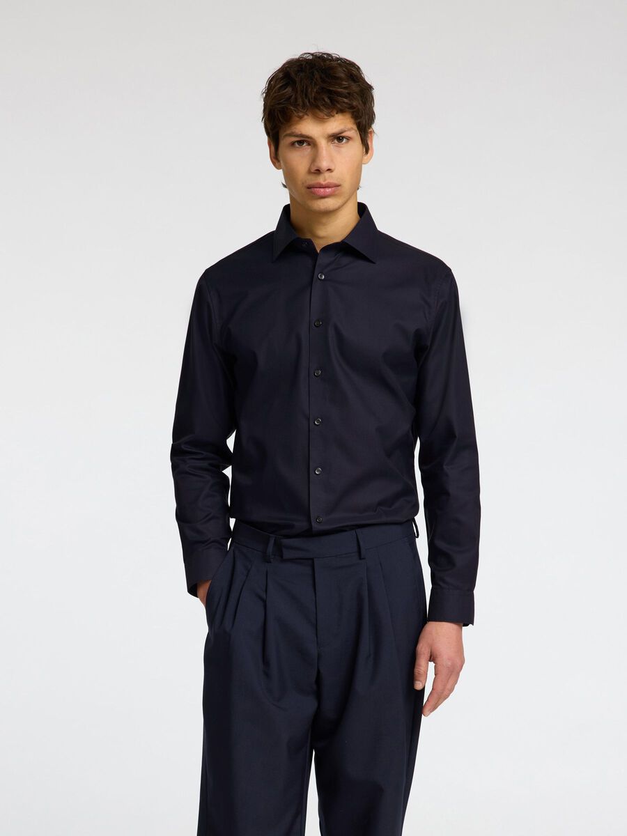 Selected 100% COTTON SLIM FIT SHIRT, Sky Captain, highres - 16096543_SkyCaptain_003.jpg