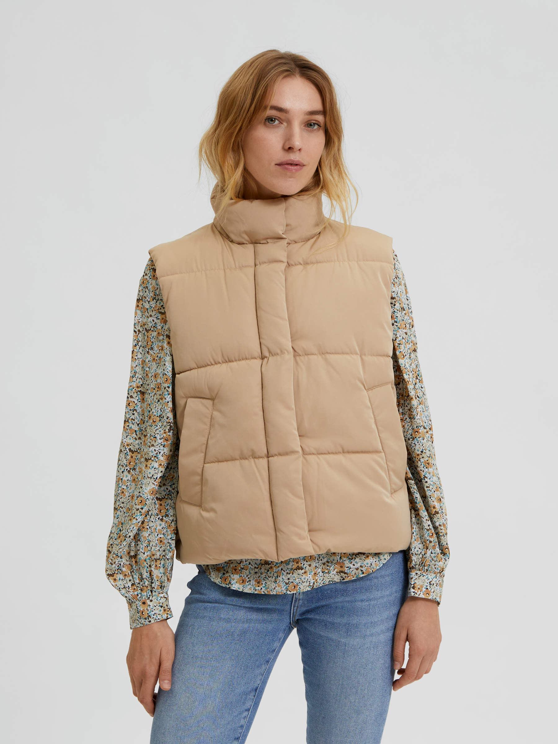 Beige PUFFER GILET | Selected®