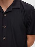 Selected RIBBED CUBAN COLLAR SHORT SLEEVED SHIRT, Black, highres - 16090778_Black_006.jpg