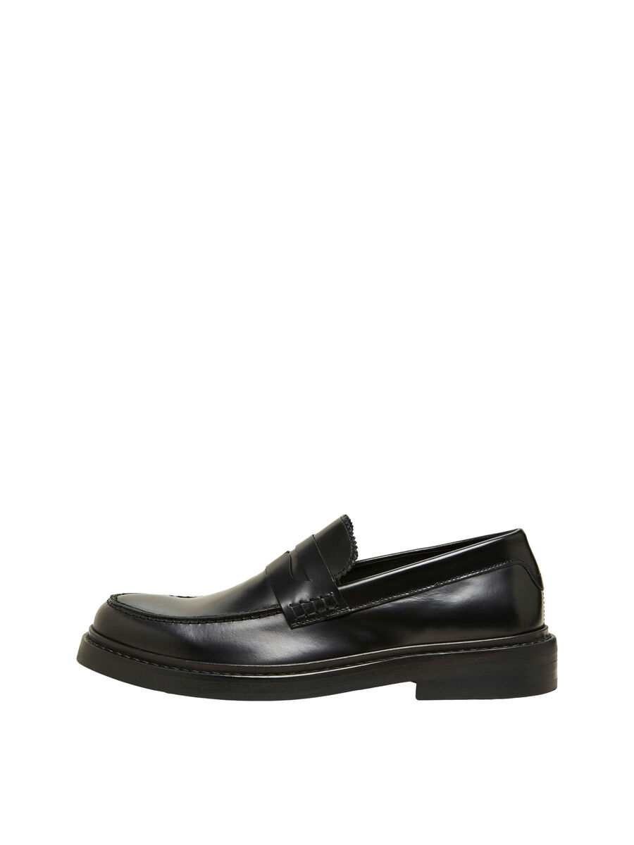 Selected LEATHER POLIDO PENNY LOAFERS, Black, highres - 16081326_Black_001.jpg