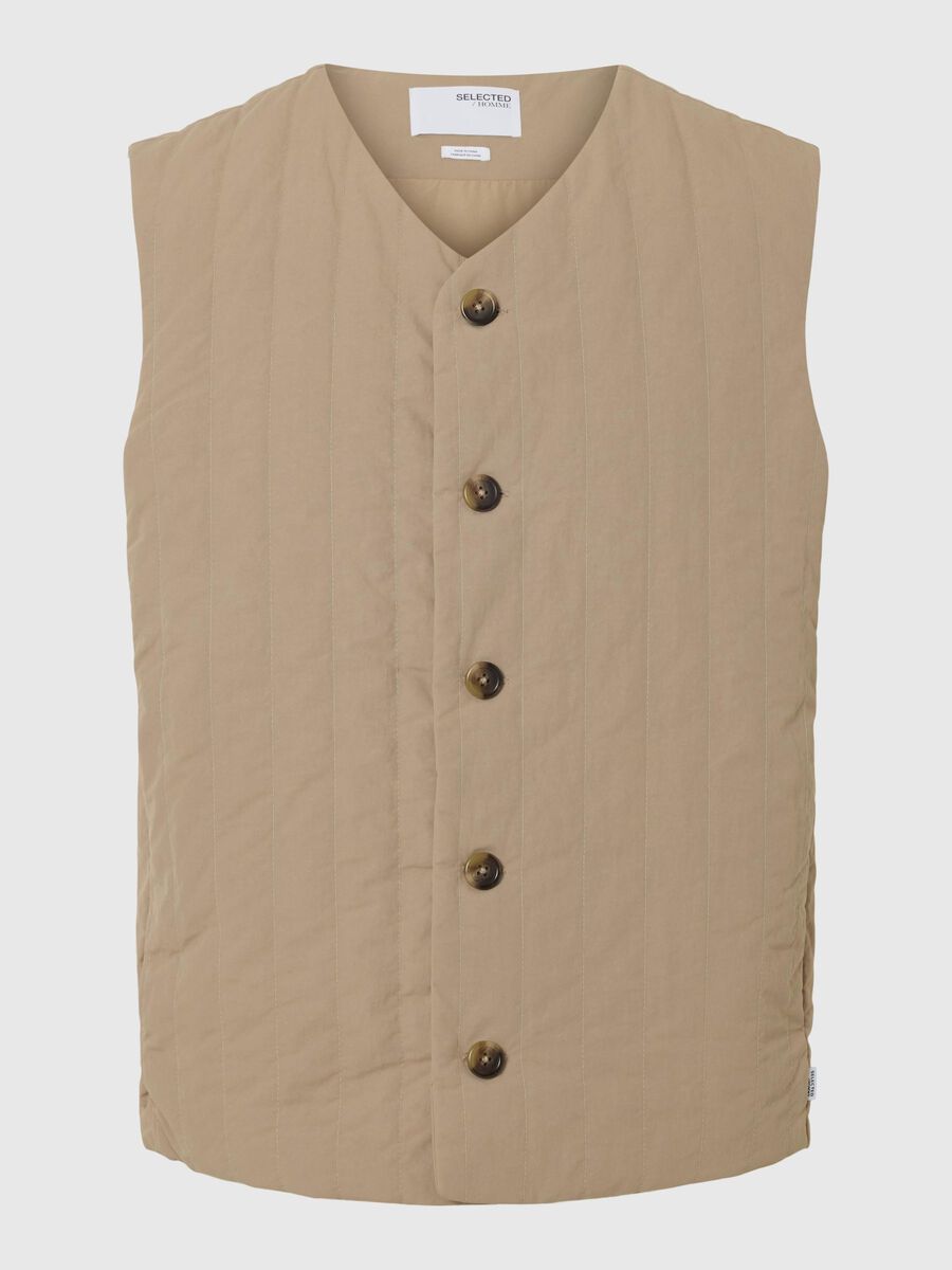 Selected LÉGÈRE GILET MATELASSÉ, Greige, highres - 16096526_Greige_001.jpg