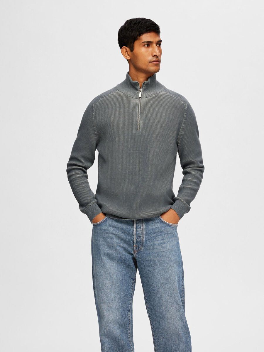 Selected COTTON HALF-ZIP PULLOVER, Stormy Weather, highres - 16092674_StormyWeather_1092616_003.jpg