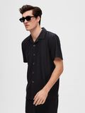 Selected RIBBED CUBAN COLLAR SHORT SLEEVED SHIRT, Black, highres - 16090778_Black_008.jpg