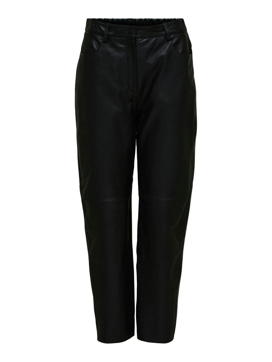 Cropped leather trousers, Selected