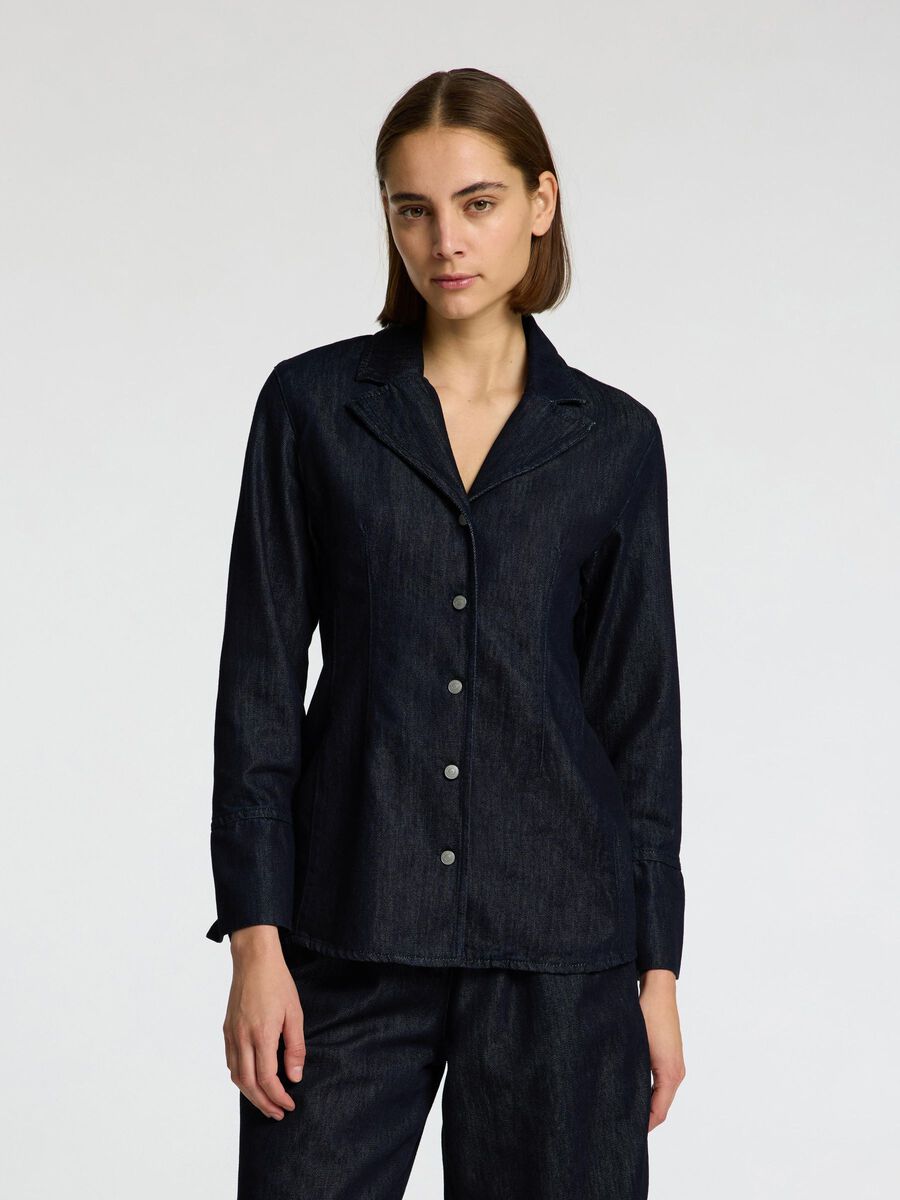 Selected TAILORED DENIM SHIRT, Dark Blue Denim, highres - 16098985_DarkBlueDenim_003.jpg
