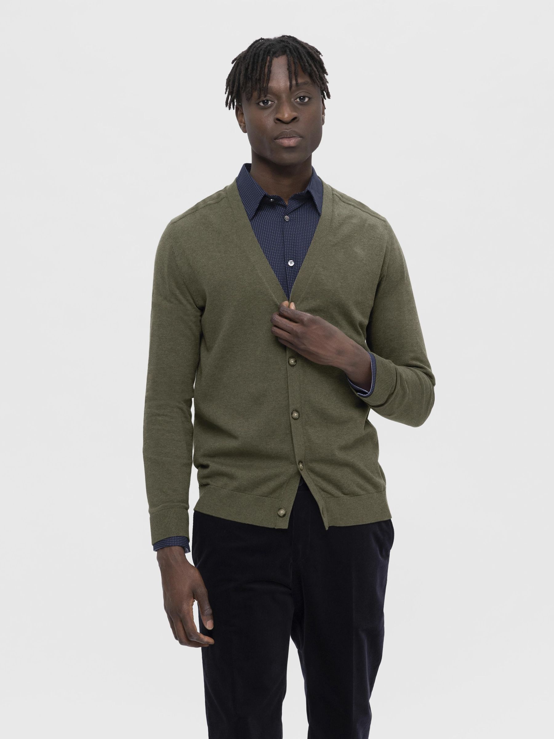 LONG SLEEVED KNITTED CARDIGAN Green SELECTED HOMME