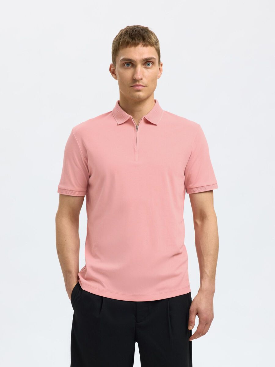 Selected ZIPPER POLO, Rose Tan, highres - 16079026_RoseTan_003.jpg