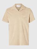 Selected COTTON BLEND SHORT SLEEVED POLO SHIRT, Pure Cashmere, highres - 16090760_PureCashmere_001.jpg