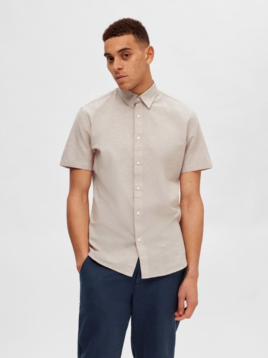Selected SLIM FIT LINEN ORGANIC COTTON BLEND SHIRT, Kelp, highres - 16079057_Kelp_003.jpg