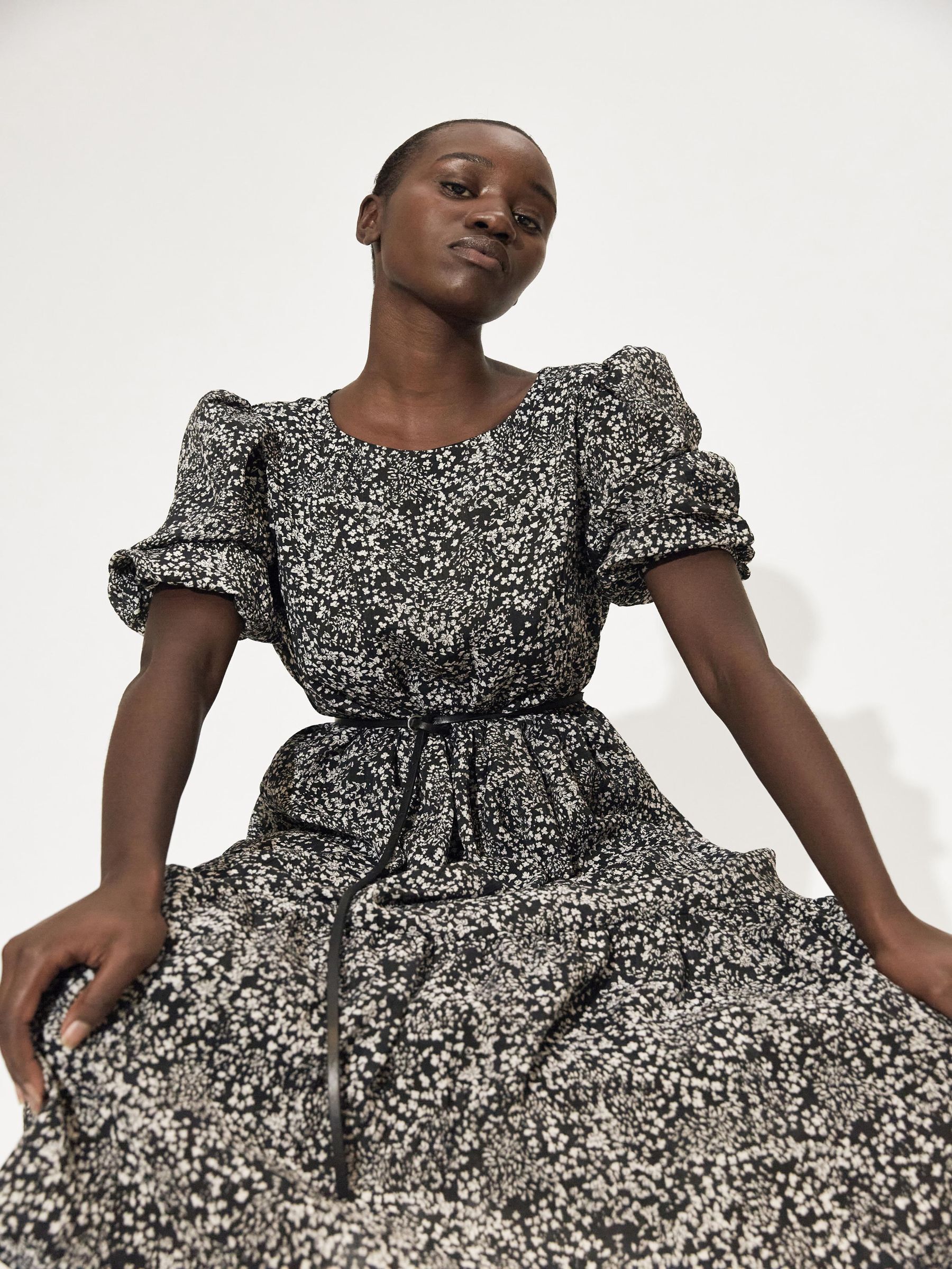 PRINTED MIDI DRESS Black SELECTED FEMME