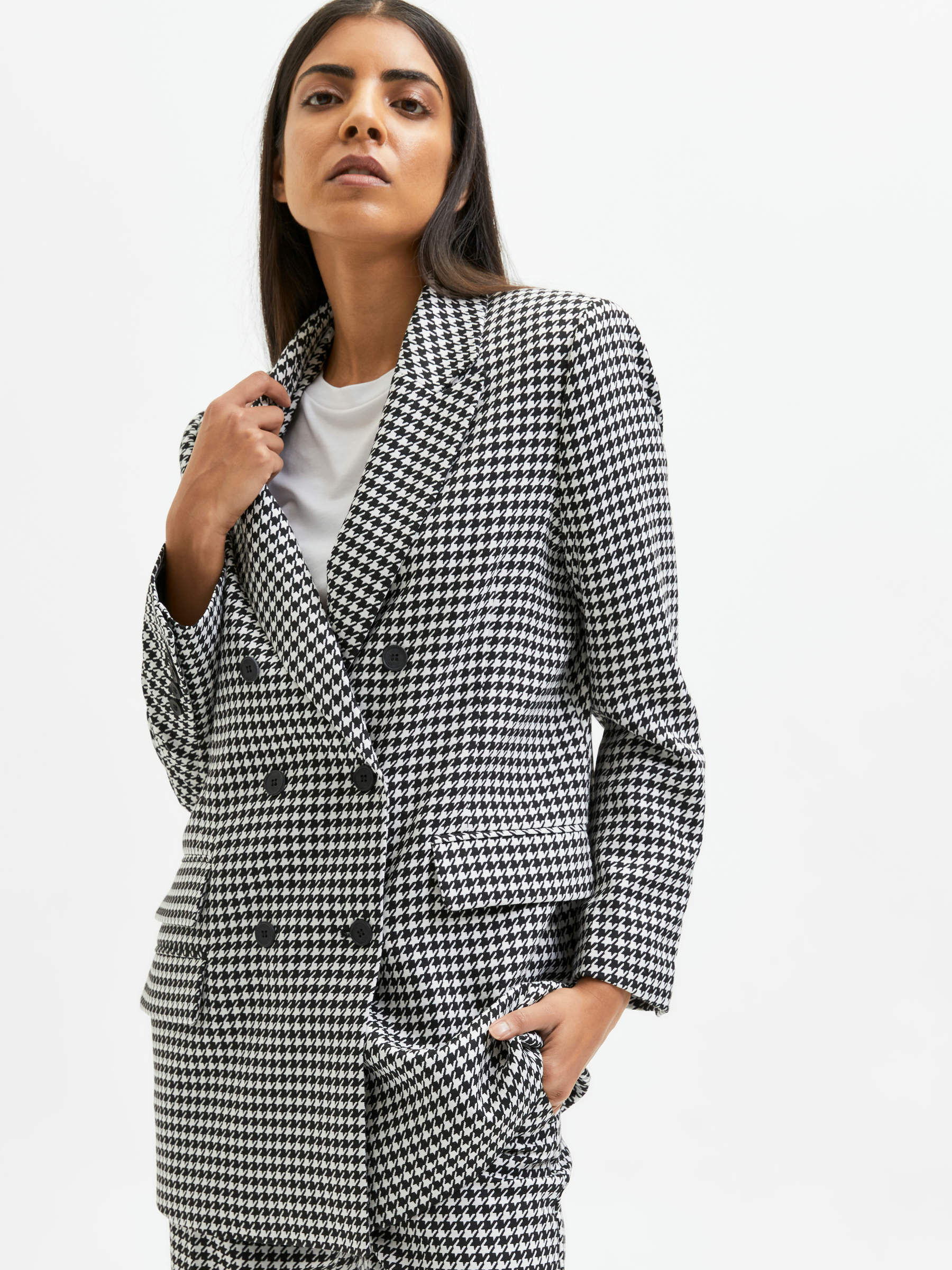 houndstooth oversized blazer