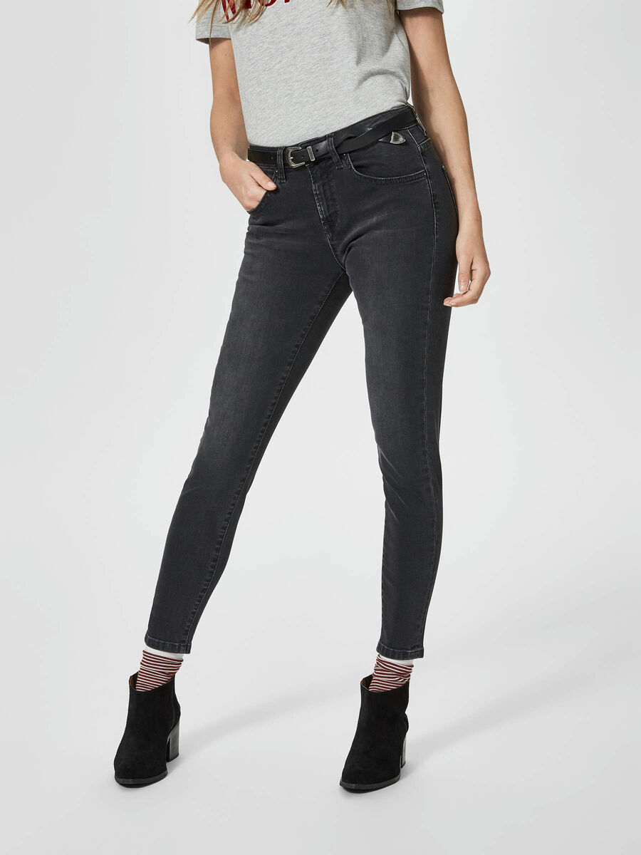 Selected MID WAIST - SLIM FIT JEANS, Dark Grey, highres - 16060349_DarkGrey_003.jpg