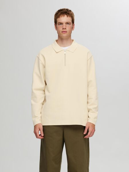 Selected LONG SLEEVED ZIPPED SWEATSHIRT, Fog, highres - 16094676_Fog_003.jpg