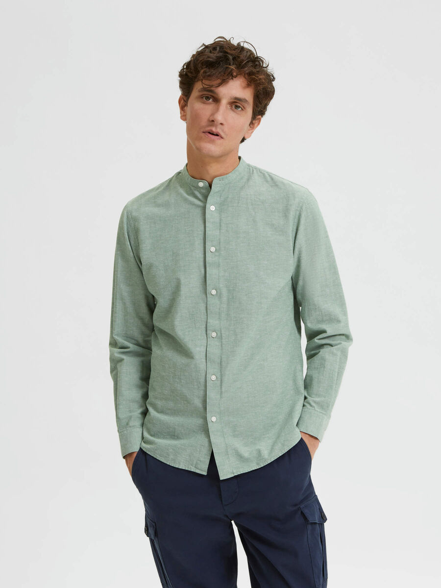 Selected LONG SLEEVED LINEN SHIRT, Dark Ivy, highres - 16079058_DarkIvy_003.jpg