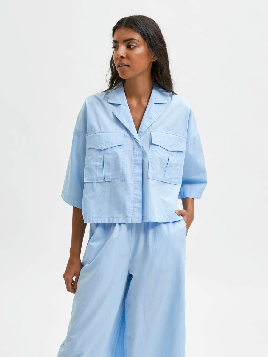 Selected CROPPED SHIRT, Blue Bell, highres - 16083851_BlueBell_003.jpg