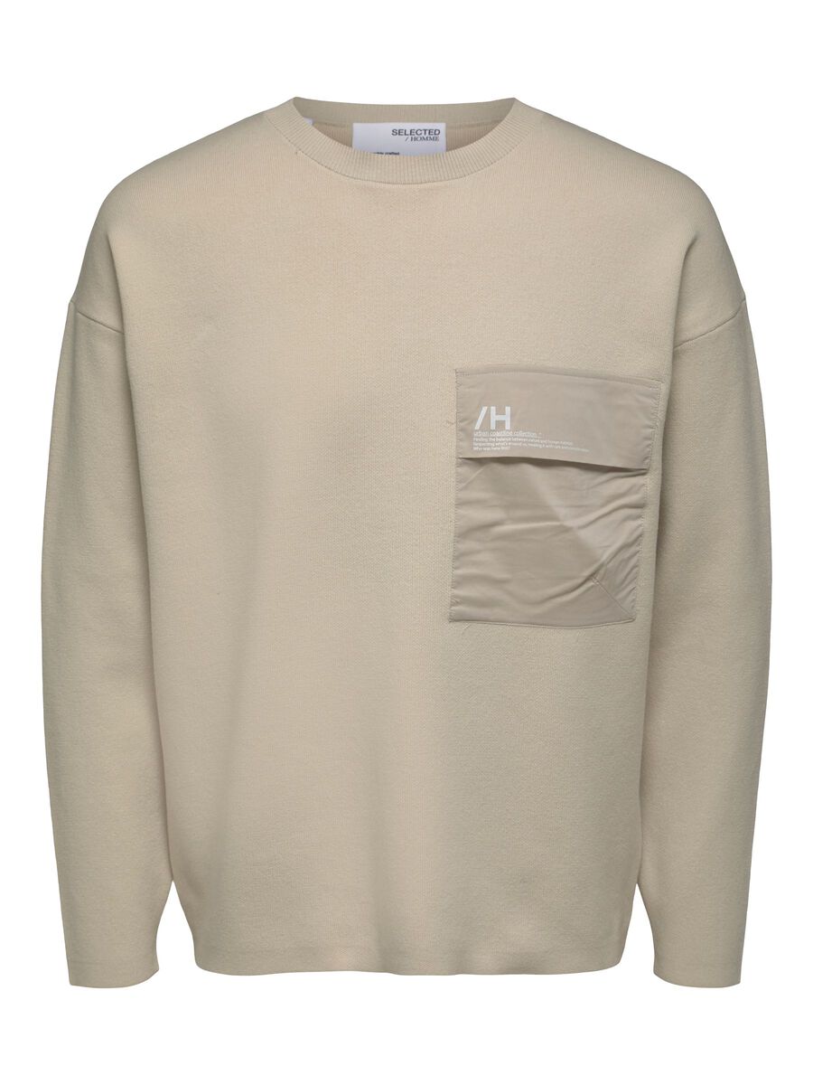 Selected RELAXED FIT PULLOVER, Oatmeal, highres - 16083887_Oatmeal_001.jpg