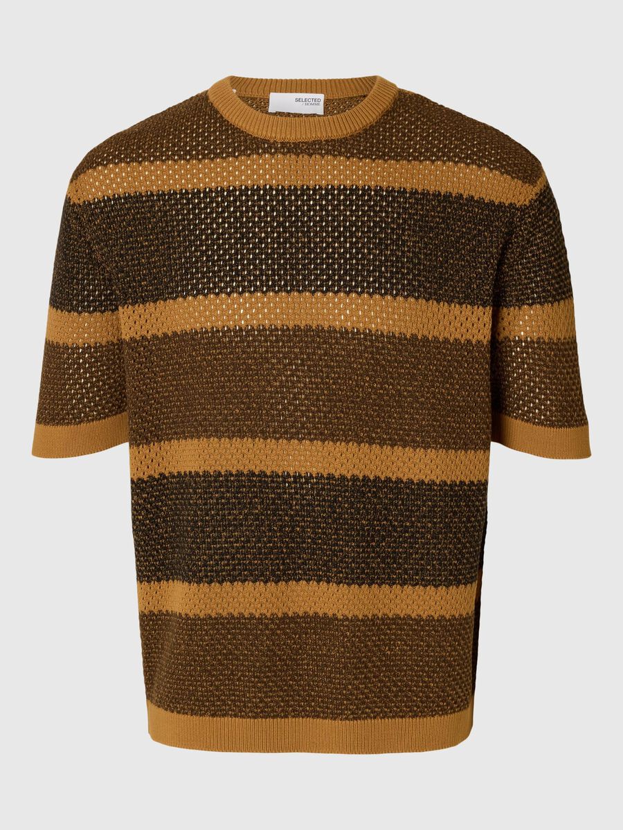 Selected SHORT SLEEVED KNITTED TOP, Chipmunk, highres - 16097853_Chipmunk_1185411_001.jpg
