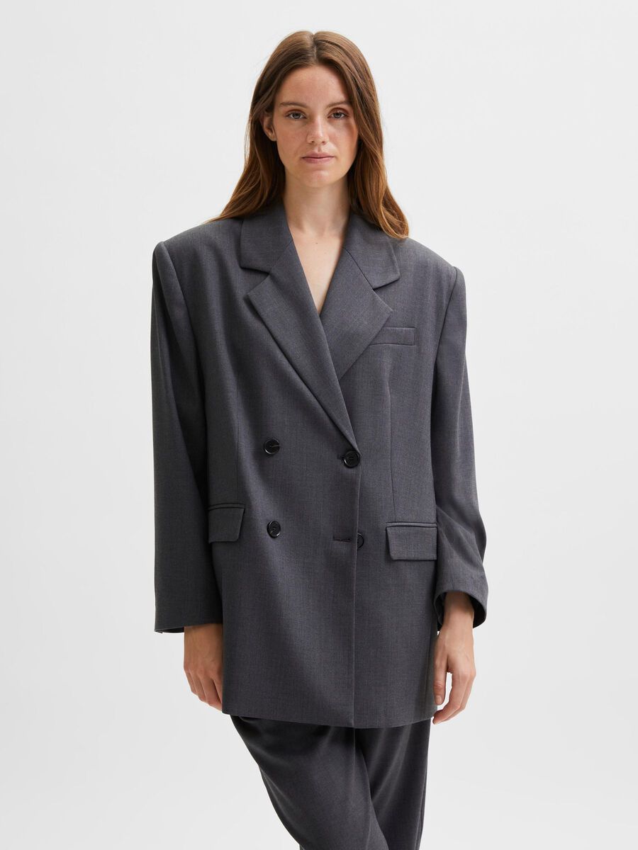 Selected OVERSIZED DOUBLE-BREASTED BLAZER, Medium Grey Melange, highres - 16080452_MediumGreyMelange_003.jpg