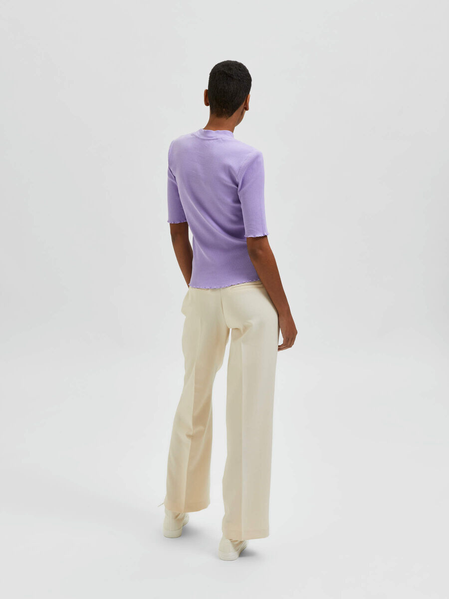 Selected RIBSTOF BIOLOGISCH KATOEN T-SHIRT, Violet Tulip, highres - 16077382_VioletTulip_004.jpg