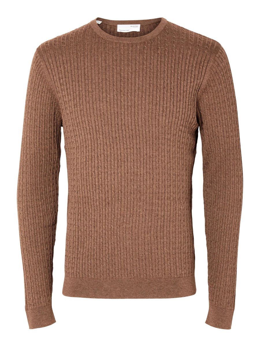 Selected CABLE KNIT JUMPER, Teak, highres - 16090606_Teak_1048086_001.jpg