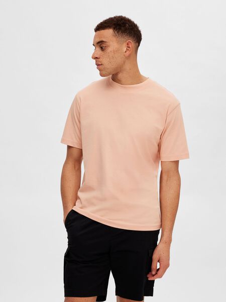Selected MOCK NECK RELAXED FIT T-SHIRT, Pink Sand, highres - 16078602_PinkSand_003.jpg