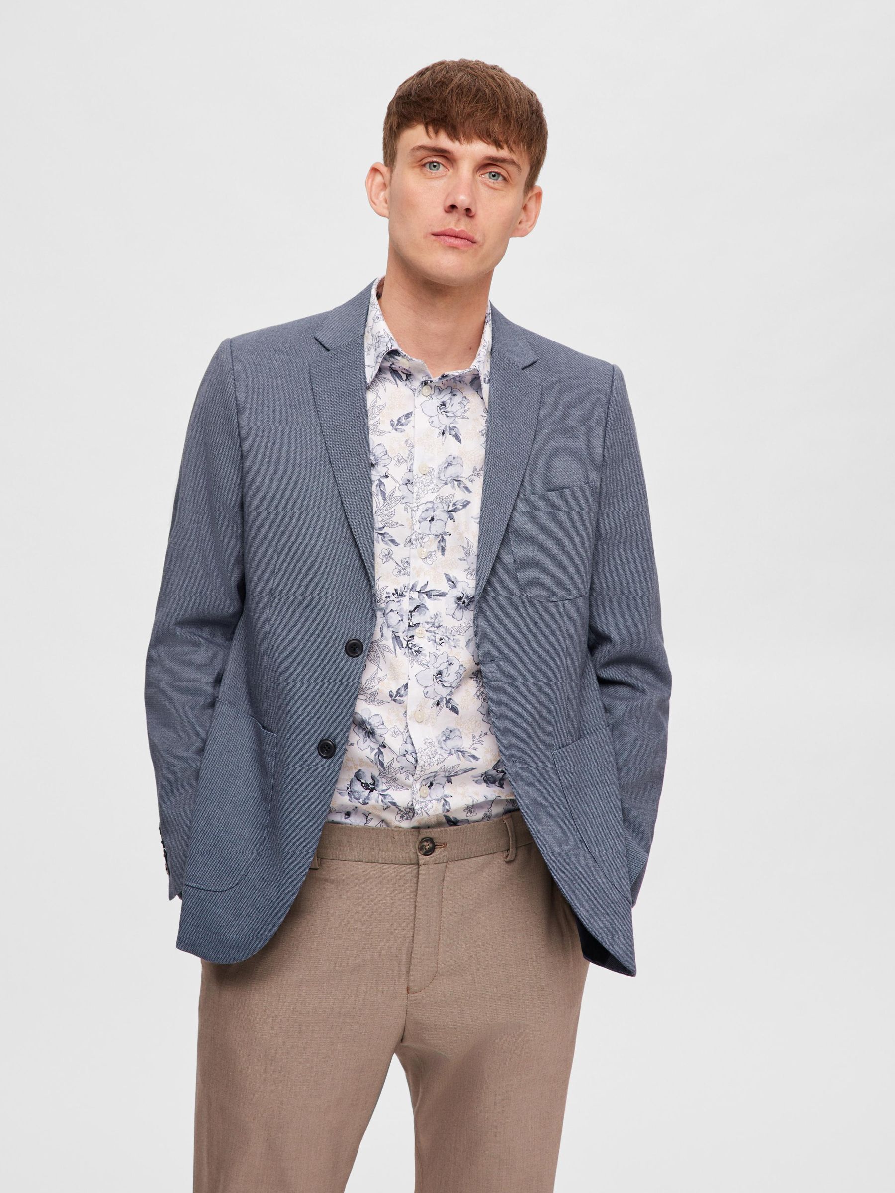 SLIM FIT SINGLE BREASTED BLAZER Blue SELECTED HOMME
