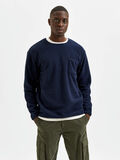 Selected FLEECE SWEATSHIRT, Navy Blazer, highres - 16081983_NavyBlazer_003.jpg